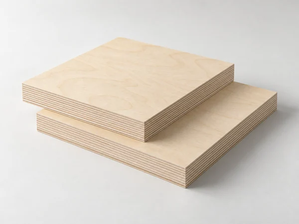 Pale birch-faced plywood with fine grain and multi-ply edges
